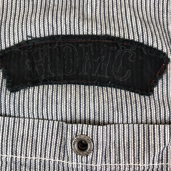 Harley-Davidson Gray Striped Casual Button Down Shirt - Picture 3 of 12